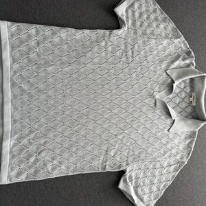 Madewell Soft Mint Openwork Knit Polo